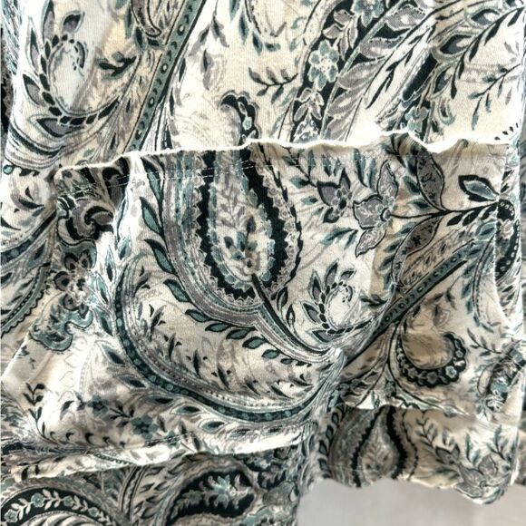 JM Active ivory and green paisley print soft brushed hoodie size medium NWT - Picture 4 of 9